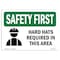Signmission OSHA Sign, Hard Hats Required In This Area, 10in X 7in Rigid Plastic, 10" W, 7" H, Landscape OS-SF-P-710-L-10649 - alternate 1